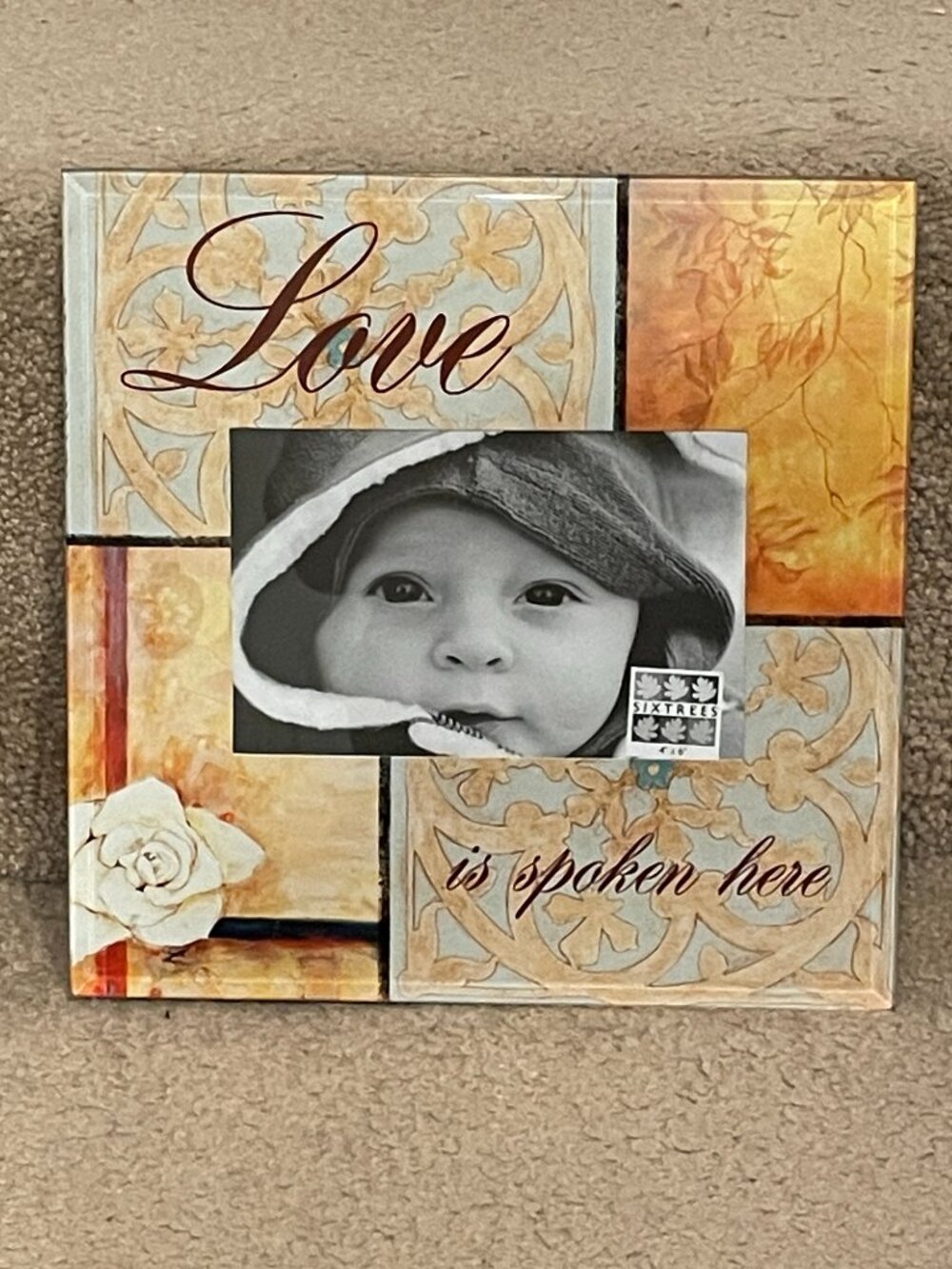 NEW Glass Frame LOVE IS SPOKEN HERE by SIXTREES  4 x 6